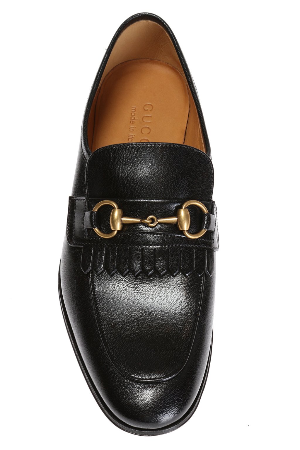 Gucci leather fringe hot sale horsebit loafer